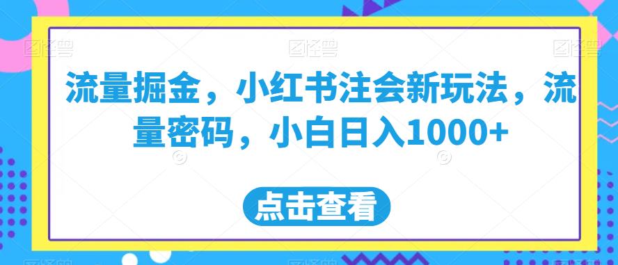 流量掘金，小红书注会新玩法，流量密码，小白日入1000+【揭秘】-第一资源站