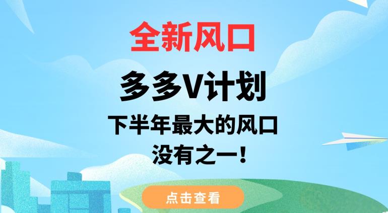 全新风口，多多V计划，下半年最大的风口项目，没有之一【揭秘】-第一资源站