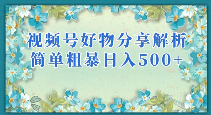 视频号好物分享解析，简单粗暴可以批量方大的项目【揭秘】-第一资源站