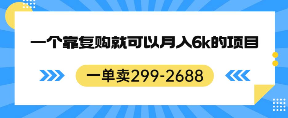一单卖299-2688，一个靠复购就可以月入6k的暴利项目【揭秘】-第一资源站