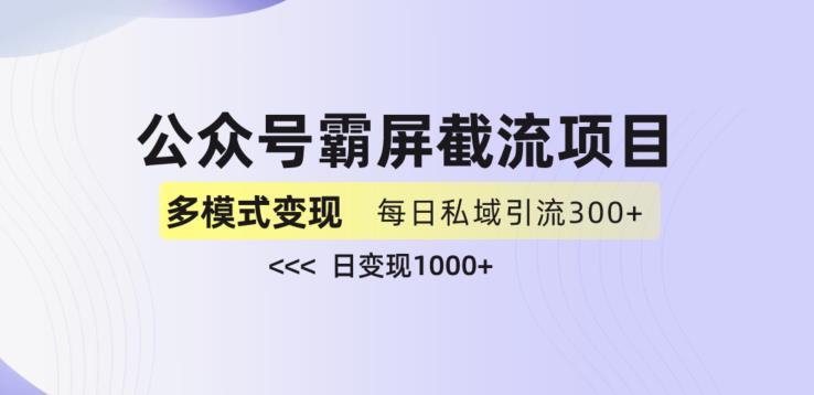 公众号霸屏截流项目+私域多渠道变现玩法，全网首发，日入1000+【揭秘】-第一资源站