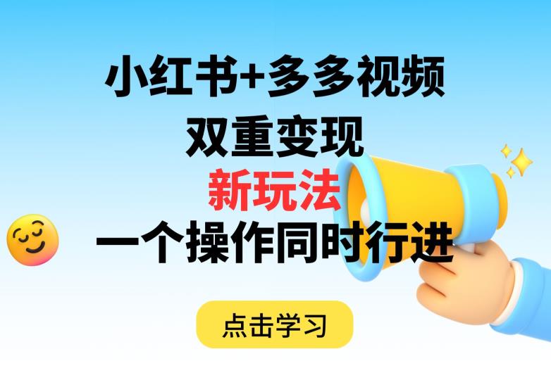 多多视频+小红书，双重变现新玩法，可同时进行【揭秘】-第一资源站