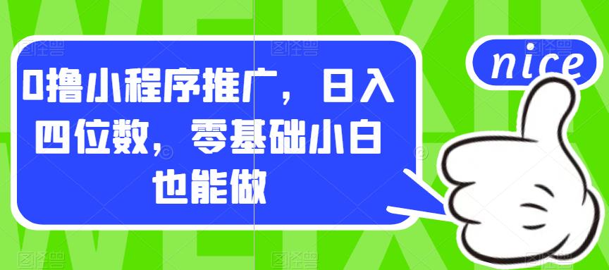 0撸小程序推广，日入四位数，零基础小白也能做【揭秘】-第一资源站