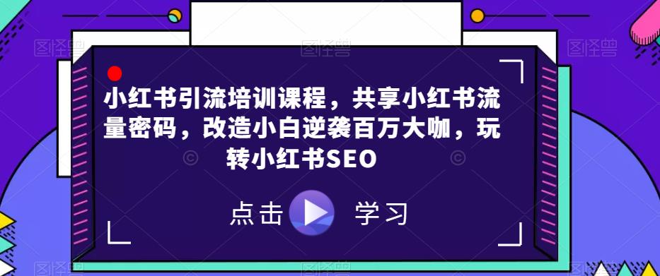 小红书引流培训课程，共享小红书流量密码，改造小白逆袭百万大咖，玩转小红书SEO-第一资源站