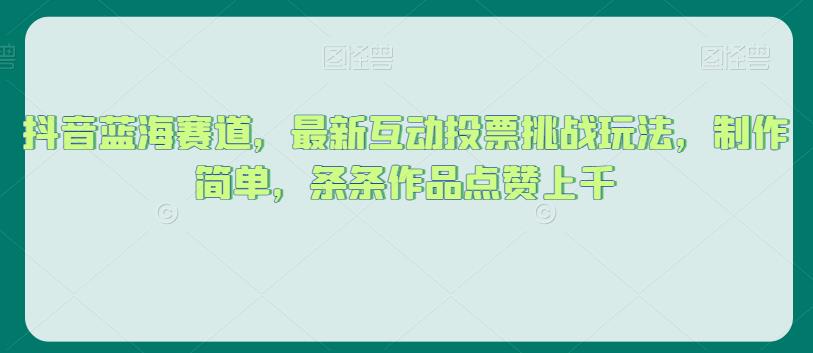 抖音蓝海赛道，最新互动投票挑战玩法，制作简单，条条作品点赞上千【揭秘】-第一资源站