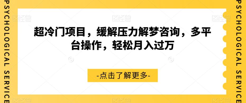超冷门项目，缓解压力解梦咨询，多平台操作，轻松月入过万【揭秘】-第一资源站