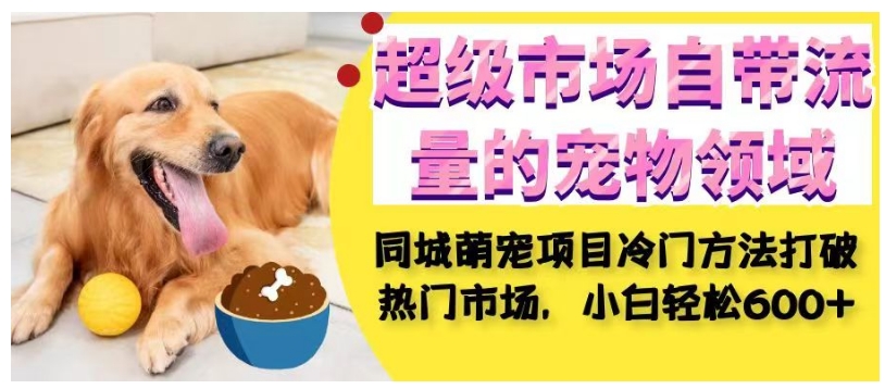 超级市场自带流量的宠物领域，同城萌宠项目冷门方法打破热门市场，小白轻松600+-第一资源站