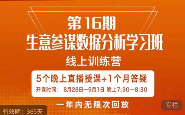 宁静·生意参谋数据分析学习班，解决商家4大痛点，学会分析数据，打造爆款！-第一资源站