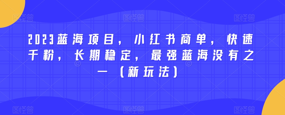 2023蓝海项目，小红书商单，快速千粉，长期稳定，最强蓝海没有之一（新玩法）-第一资源站