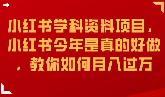 小红书学科资料项目，小红书今年是真的好做，教你如何月入过万【揭秘】-第一资源站