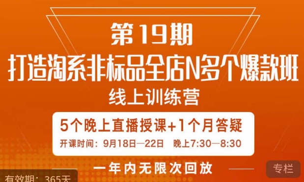 打造淘系非标全店N多个爆款线上课，​5天直播课-第一资源站