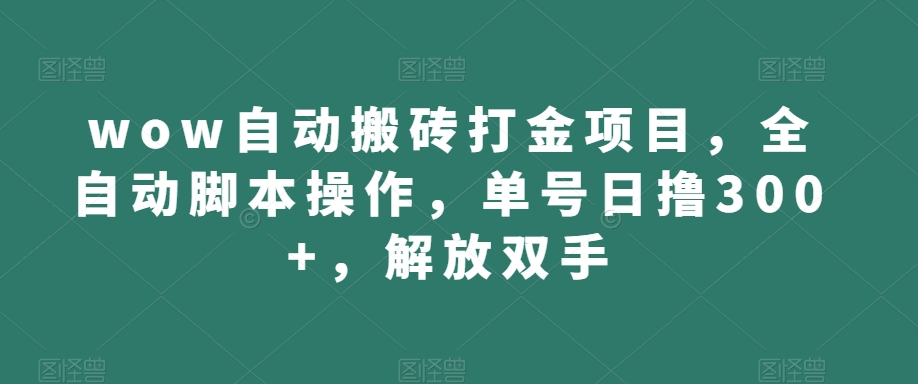 wow自动搬砖打金项目，全自动脚本操作，单号日撸300+，解放双手【揭秘】-第一资源站