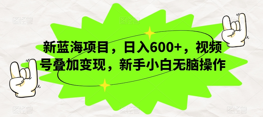 新蓝海项目，日入600+，视频号叠加变现，新手小白无脑操作【揭秘】-第一资源站