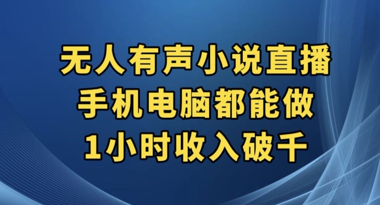 抖音无人有声小说直播，手机电脑都能做，1小时收入破千【揭秘】-第一资源站