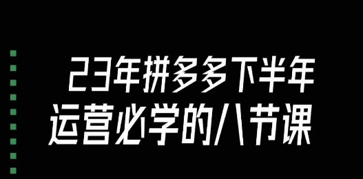 大牙·23年下半年拼多多运营必学的八节课（18节完整）-第一资源站