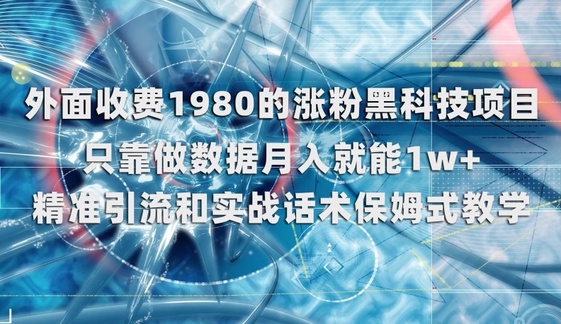 外面收费1980的涨粉黑科技项目，只靠做数据月入就能1w+【揭秘】-第一资源站