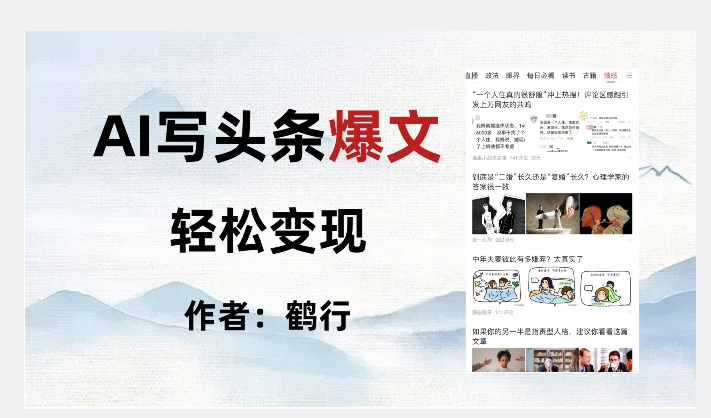 暴力拆解AI写头条爆文，轻松日入500+-第一资源站