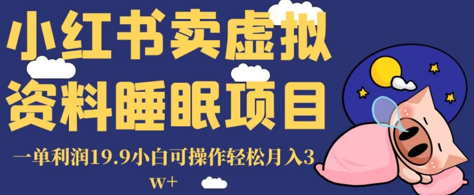 小红书卖虚拟资料睡眠项目，一单利润19.9小白可操作轻松月入3w+【揭秘】-第一资源站