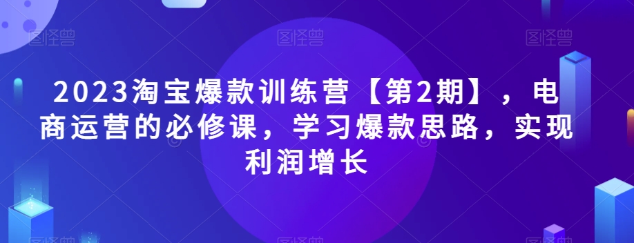 2023淘宝爆款训练营【第2期】，电商运营的必修课，学习爆款思路，实现利润增长-第一资源站