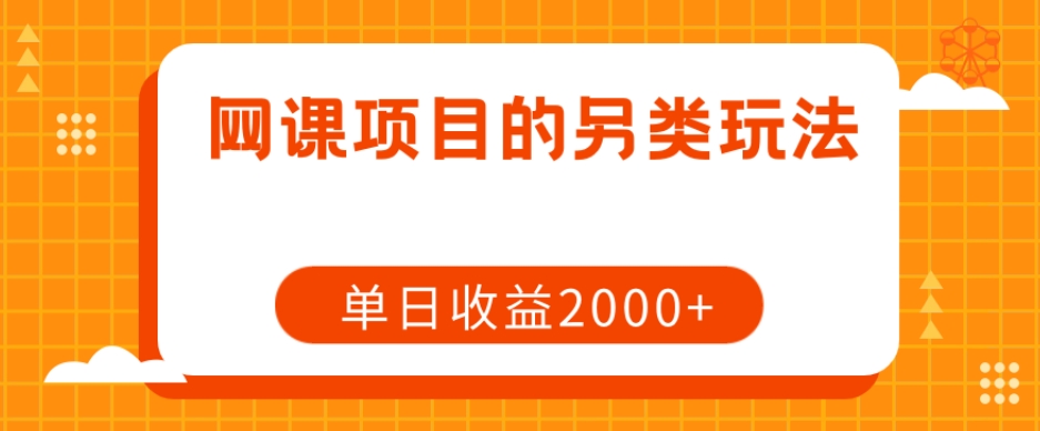 网课项目的另类玩法，单日收益2000+【揭秘】-第一资源站