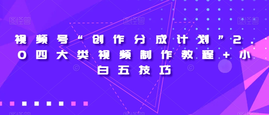 视频号“创作分成计划”2.0四大类视频制作教程+小白五技巧【揭秘】-第一资源站