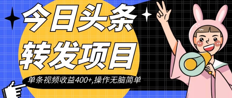 今日头条转发项目，单条视频收益400+,操作无脑简单【揭秘】-第一资源站