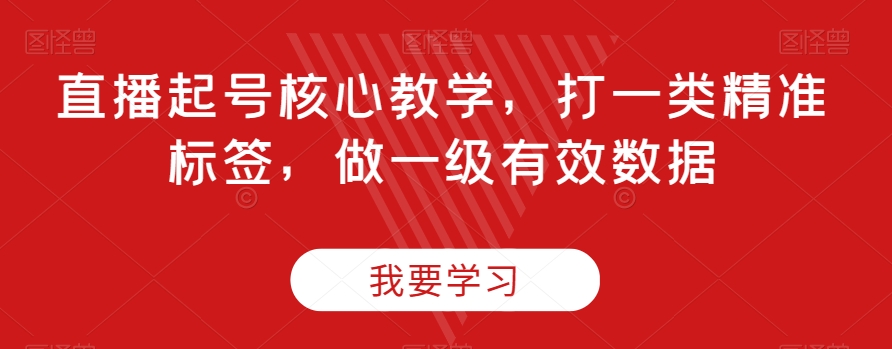 直播起号核心教学，打一类精准标签，做一级有效数据-第一资源站