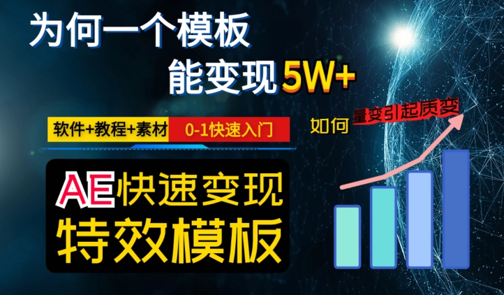 AE视频特效模板变现月入3-5W，0-1快速入门，软件+教程+素材-第一资源站