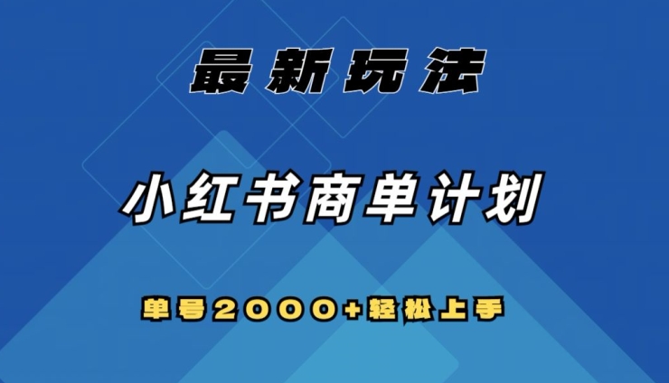 全网首发，小红书商单计划最新玩法，单号2000+可扩大可复制【揭秘】-第一资源站