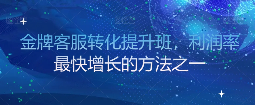 金牌客服转化提升班，利润率最快增长的方法之一-第一资源站