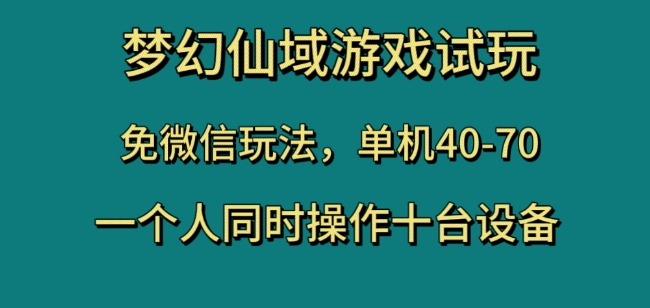 梦幻仙域游戏试玩，免微信玩法，单机40-70，一个人同时操作十台设备【揭秘】-第一资源站