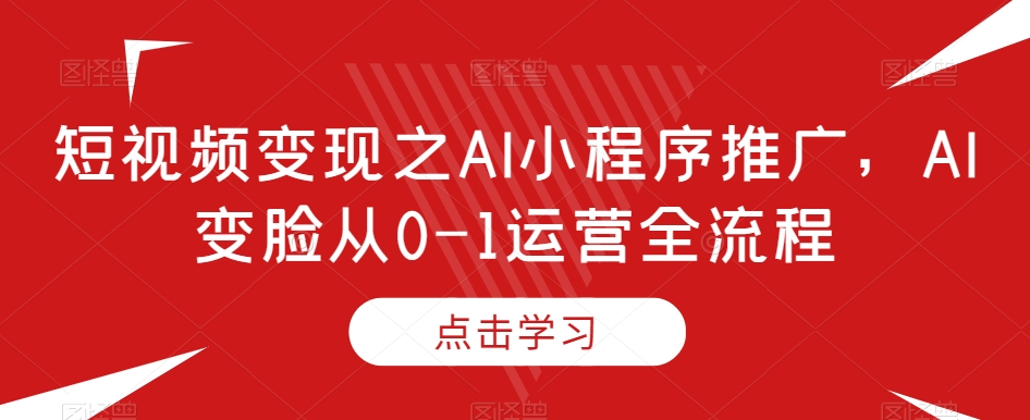 短视频变现之AI小程序推广，AI变脸从0-1运营全流程-第一资源站