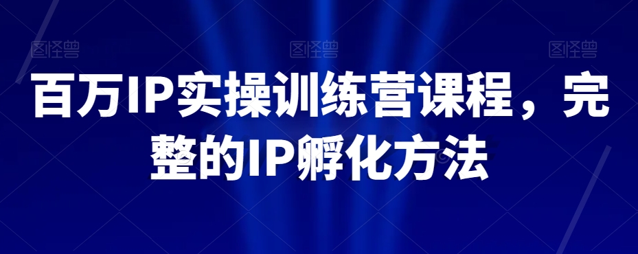 百万IP实操训练营课程，完整的IP孵化方法-第一资源站