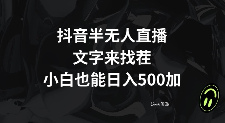 抖音半无人直播，文字来找茬小游戏，每天收益500+【揭秘】-第一资源站