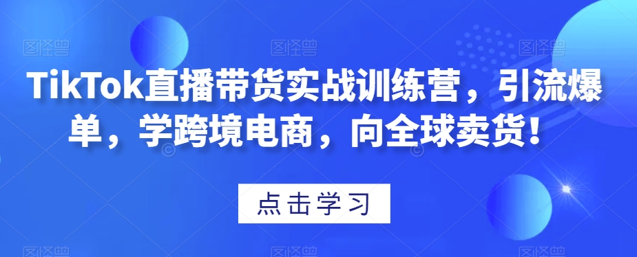 TikTok直播带货实战训练营，引流爆单，学跨境电商，向全球卖货！-第一资源站