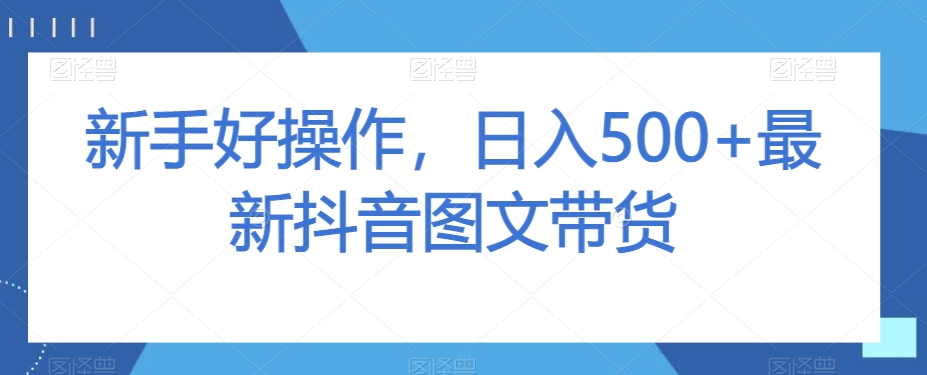 新手好操作，日入500+最新抖音图文带货【揭秘】-第一资源站