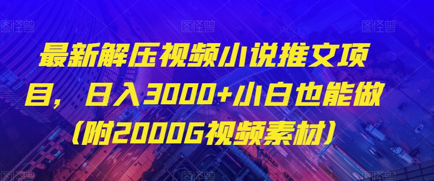 最新解压视频小说推文项目，日入3000+小白也能做（附2000G视频素材）【揭秘】-第一资源站