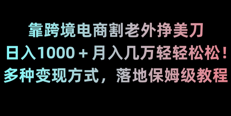 靠跨境电商割老外挣美刀，日入1000＋月入几万轻轻松松！多种变现方式，落地保姆级教程【揭秘】-第一资源站