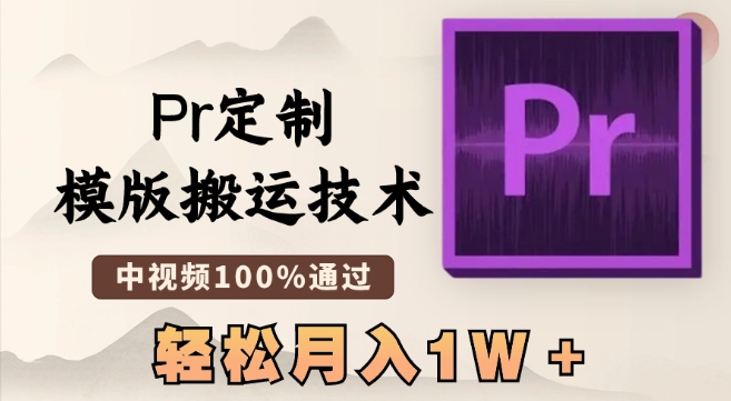 最新Pr定制模版搬运技术，中视频100%通过，几分钟一条视频，轻松月入1W＋【揭秘】-第一资源站