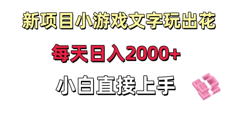 新项目小游戏文字玩出花日入2000+，每天只需一小时，小白直接上手【揭秘】-第一资源站