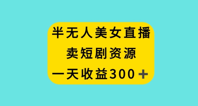 半无人美女直播，卖短剧资源，一天收益300+【揭秘】-第一资源站