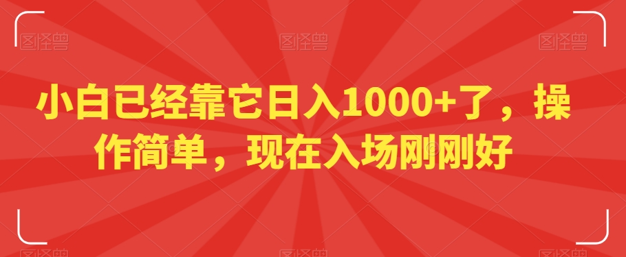 小白已经靠它日入1000+了，操作简单，现在入场刚刚好【揭秘】-第一资源站