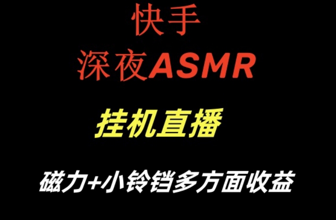 快手深夜ASMR挂机直播，磁力+小铃铛收益（附带工具和5G素材）【揭秘】-第一资源站