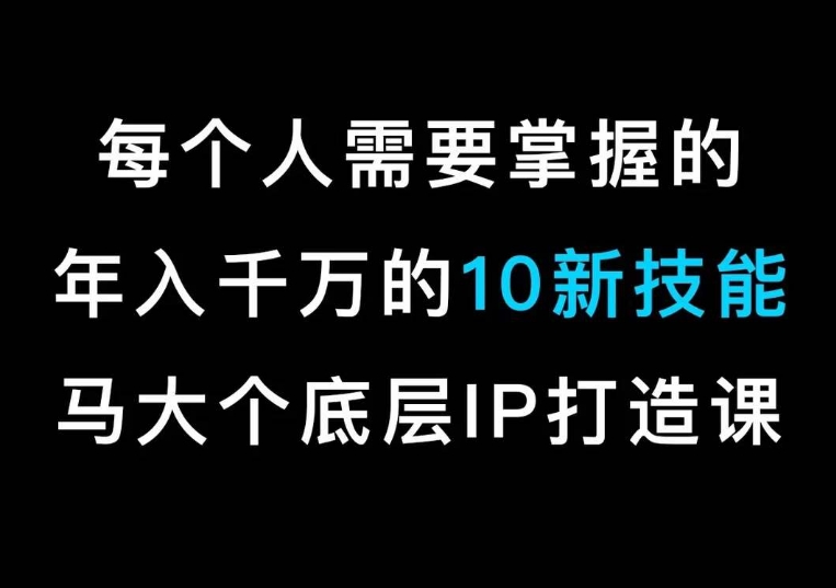 马大个的IP底层逻辑课，​每个人需要掌握的年入千万的10新技能，约会底层IP打造方法！-第一资源站