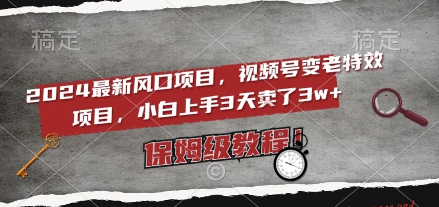 2024最新风口项目，视频号变老特效项目，电脑小白上手3天卖了3w+，保姆级教程【揭秘】-第一资源站