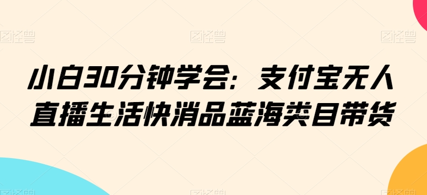 小白30分钟学会：支付宝无人直播生活快消品蓝海类目带货【揭秘】-第一资源站