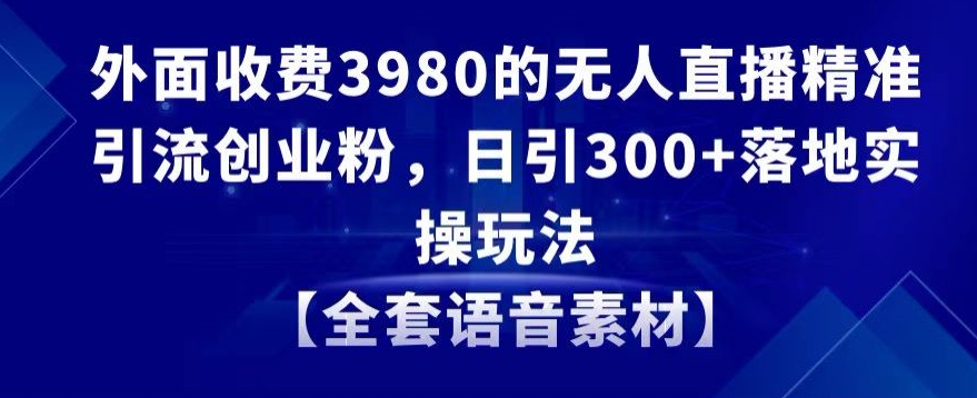 外面收费3980的无人直播精准引流创业粉，日引300+落地实操玩法【全套语音素材】【揭秘】-第一资源站