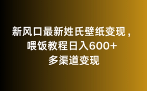 新风口最新姓氏壁纸变现，喂饭教程日入600+【揭秘】-第一资源站