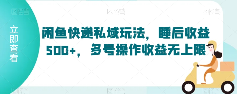 闲鱼快递私域玩法，睡后收益500+，多号操作收益无上限【揭秘】-第一资源站