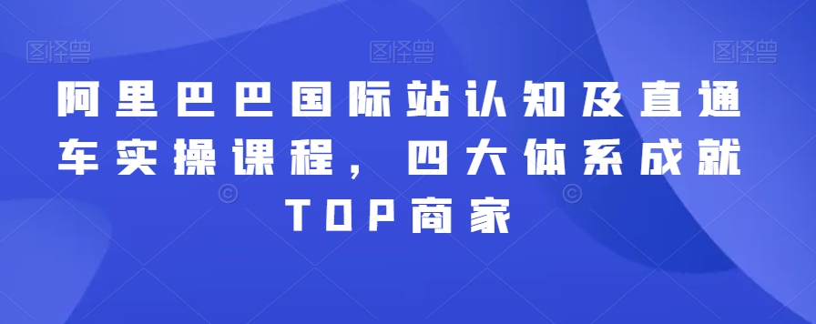 阿里巴巴国际站认知及直通车实操课程，四大体系成就TOP商家-第一资源站